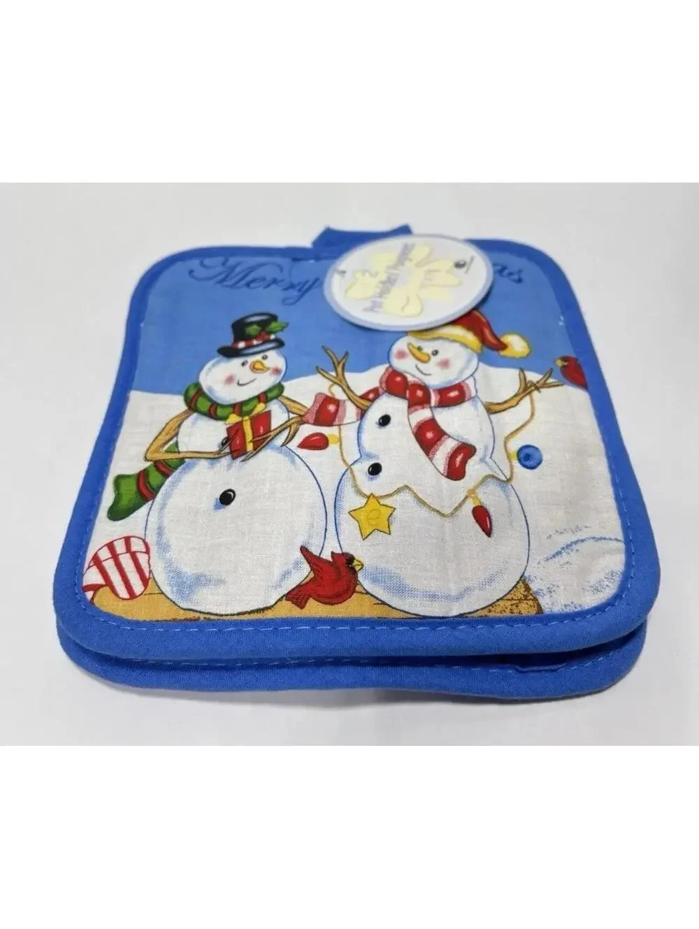 Merry Christmas 2pc Pot Holders Snowman Festive Holiday Kitchen Decor Set